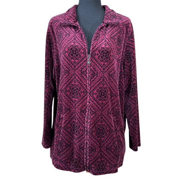 Catherine's Purple Velour Full-Zip Pockets Jacket Size OX, 14-16W - Picture 1 of 11